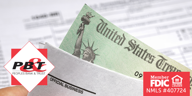 Close up of tax refund check and information