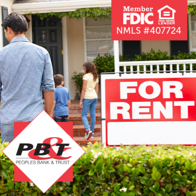 Family smiling and walking up to house with For Rent sign in front yard