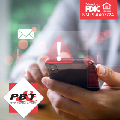 Person sitting and using their smartphone with illustration overlay of exclamation point and email icon with notification