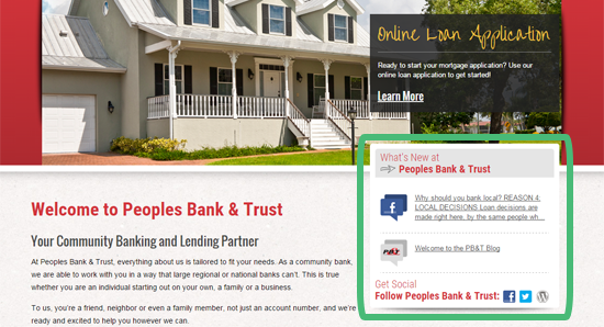 Stay current with PB&T's social media through our social feed.